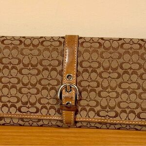 Coach Brown and Tan Signature Wallet